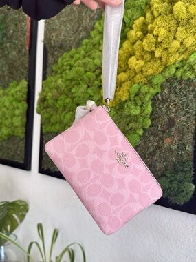 Coach Pink Signature Wristlet Powder Pink